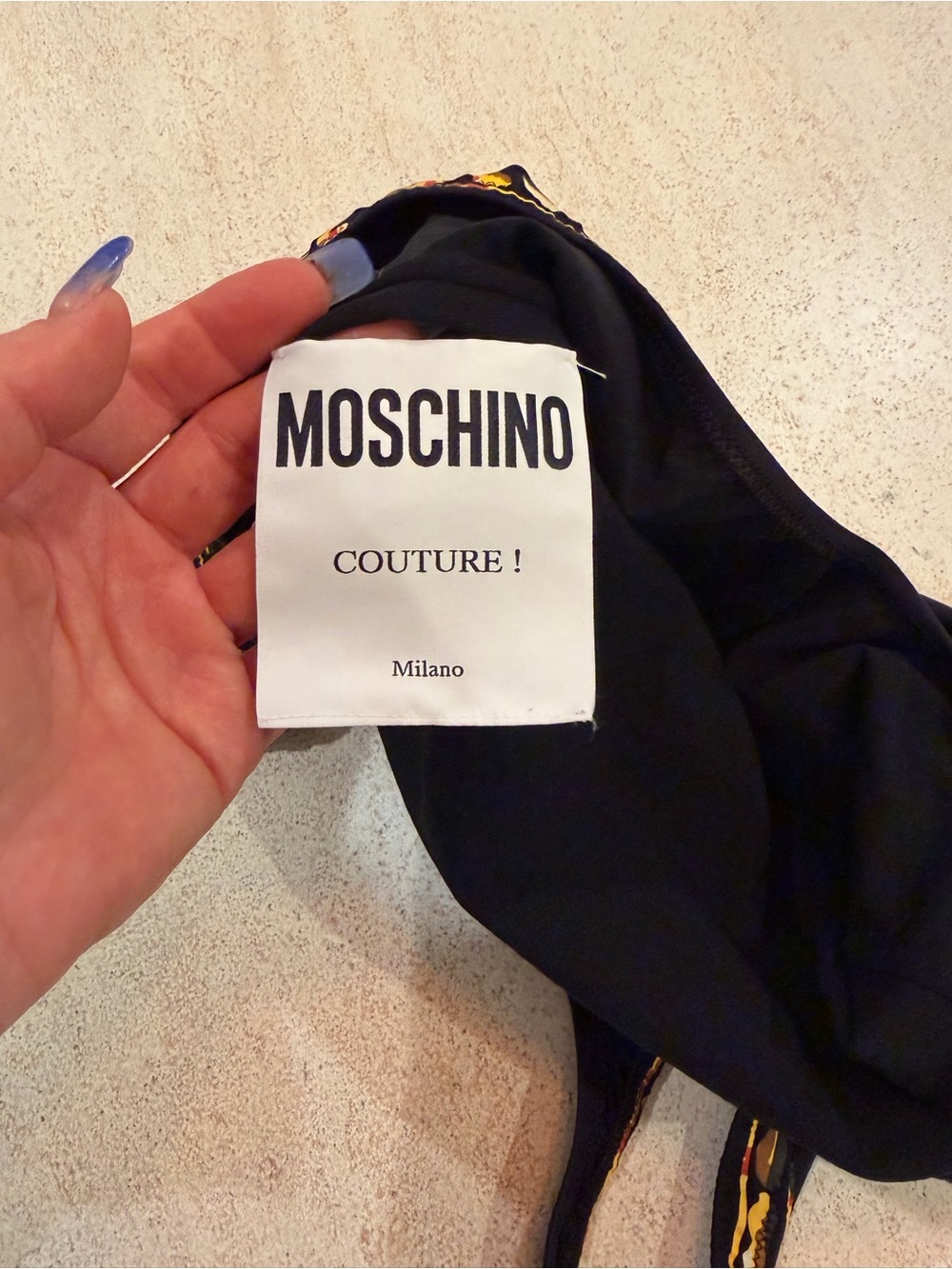 Moschino Women’s  Black One-Piece Swimsuit with Gold Chain Print, Size 38/USA 4 - Picture 5 of 6